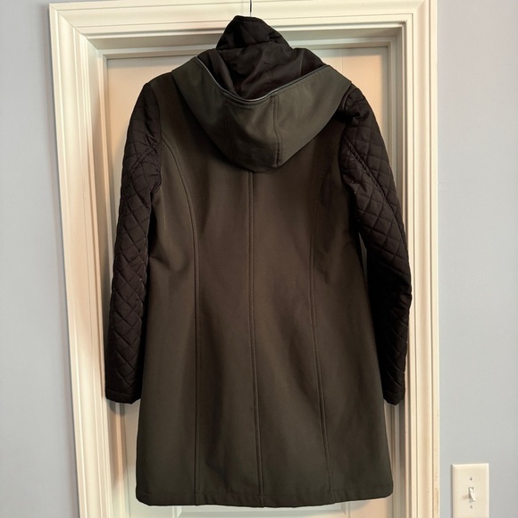 Michael Michael Kors XS Black Mixed Media Soft Shell Trench Coat Jacket - Picture 4 of 10